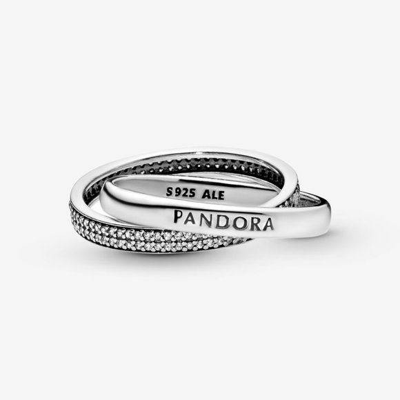 Pandora Silver S925 ALE Intertwined Logo Pave Ring 196547 - Picture 3 of 7